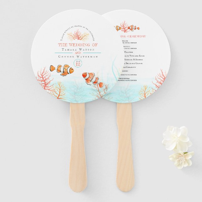 Hochzeit unter Wasser Kunst Korallen und Fische Aq Fächer (Vorne und Hinten)