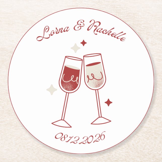 Hochzeit Untersetzer Elegant Personalisiert (Vorderseite)