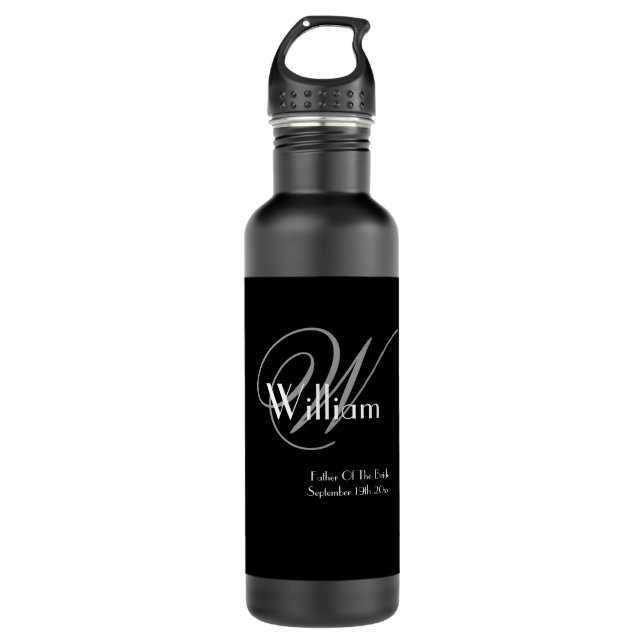 Hochzeit Vater der Braut Geschenk Moderne Monogram Edelstahlflasche (Vorderseite)