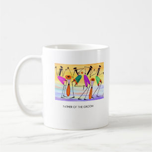 Hochzeit, Vater des Bräutigams drückt Freude aus  Kaffeetasse