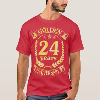 Hochzeit Verheiratet Golden 24 Jahre Jubiläum für  T-Shirt