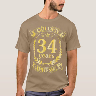 Hochzeit Verheiratet Golden 34 Jahre Jubiläum für  T-Shirt