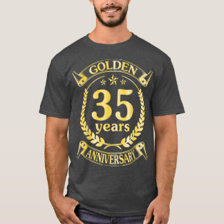 Hochzeit Verheiratet Golden 35 Jahre Jubiläum für  T-Shirt