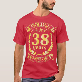 Hochzeit Verheiratet Golden 38 Jahre Jubiläum für T-Shirt
