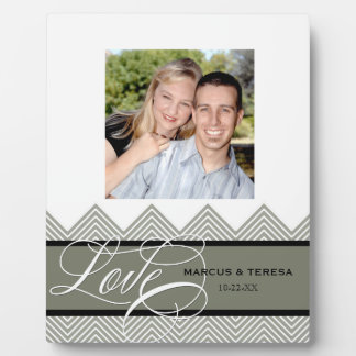 Hochzeit Verlobt Chic Zickzack Moderne Personalisi Fotoplatte