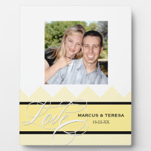 Hochzeit Verlobt Chic Zickzack Moderne Personalisi Fotoplatte