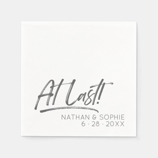 Hochzeit / Verlobung | Endlich | Paper Napkin Serviette (Vorderseite)