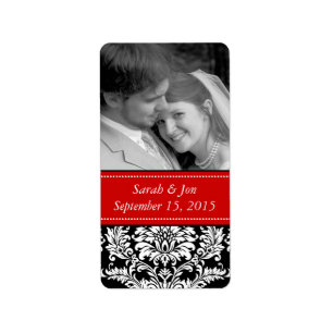 Hochzeit Verlobung Foto Damask Save the Date Adressaufkleber