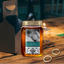 Hochzeit Verlobung Foto Damask Save the Date Adressaufkleber