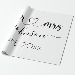 Hochzeit Verlobung Herz Frau Personalisierte Bezei Geschenkpapier