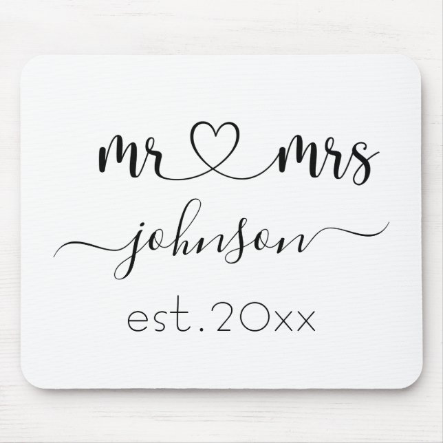 Hochzeit Verlobung Herz Frau Personalisierte Bezei Mousepad (Vorne)