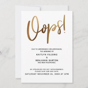 Hochzeit verschoben Gold Humor Ups!-Karte Einladung