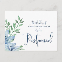 Hochzeit verzögert Wasserfarbenblauer Blüten Postkarte