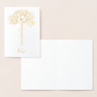 Hochzeit Vielen Dank Blume Bouquet Gold Embossed Folienkarte