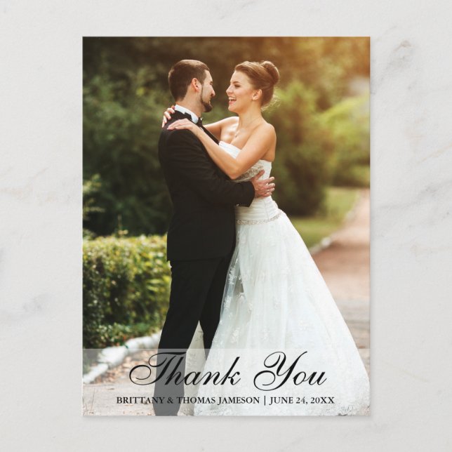 Hochzeit Vielen Dank, Bride & Groom Postcard BW Postkarte (Vorderseite)