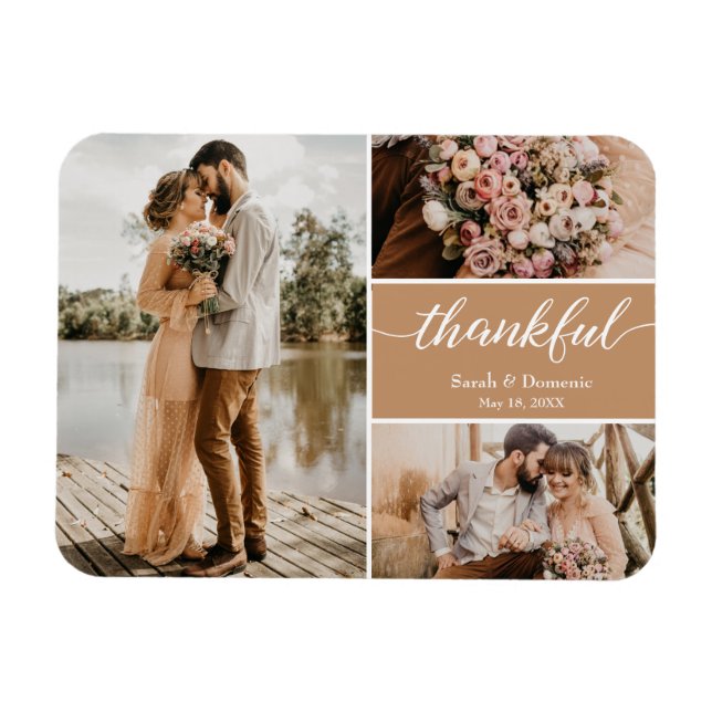 Hochzeit Vielen Dank Foto Collage Brown Magnet (Horizontal)
