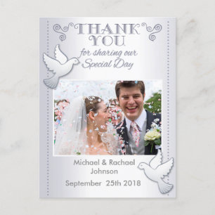 Hochzeit Vielen Dank Foto Postcard Lovebirds Postkarte