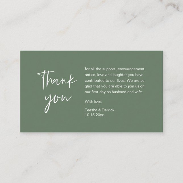 Hochzeit Vielen Dank für Ihre Teilnahme, modern mi Begleitkarte (Vorderseite)