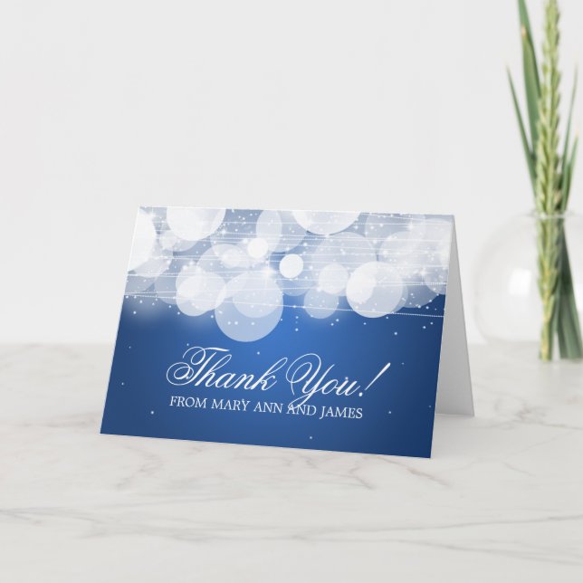 Hochzeit "Vielen Dank" Glow & Sparkle Blue Dankeskarte (Vorderseite)