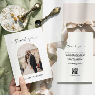 Hochzeit Vielen Dank, moderner Foto Arch QR Code Dankeskarte