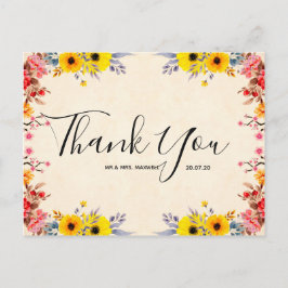 Hochzeit Vielen Dank Romantische Blumenschrift Pos Postkarte