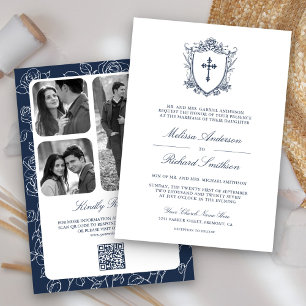 Hochzeit viktorianischer katholischer QR-Code der Einladung