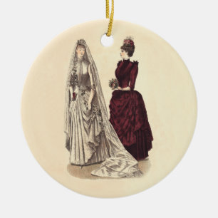 Hochzeit Vintage Brautparty Braut und Brautjungfer Keramik Ornament