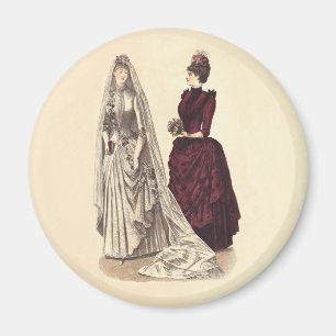 Hochzeit Vintage Brautparty Braut und Brautjungfer Magnet