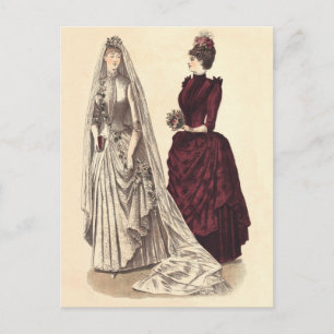 Hochzeit Vintage Brautparty Braut und Brautjungfer Postkarte
