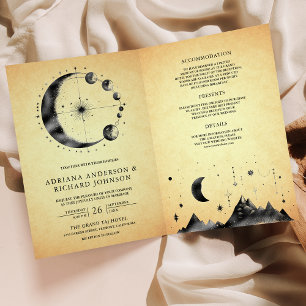 Hochzeit Vintage Himmel Mondphasen Einladung