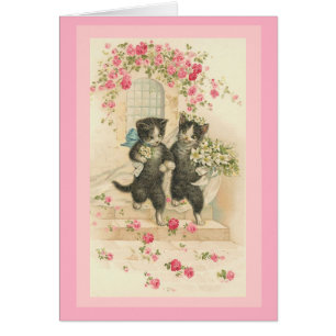 Hochzeit Vintage-Karten-Katzen