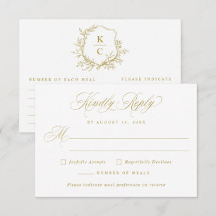 Hochzeit Vintage Klassisch Elegant Gold Mahlzeiten RSVP Karte