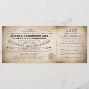 Hochzeit Vintage-Ticket-Einladung mit RSVP-Design Einladung