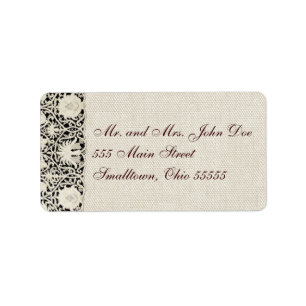 Hochzeit Vintage Weiße Spitze und Leinen Adressaufkleber