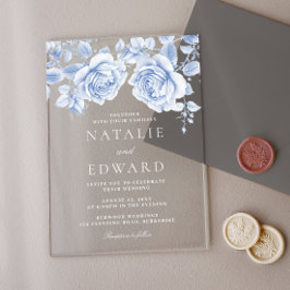Hochzeit Vintager blauer Rose Acryleinladungen
