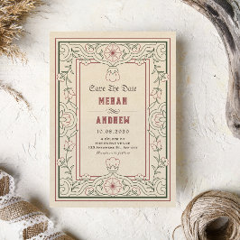 Hochzeit Vintager künstlerischer Blumenarten Save The Date