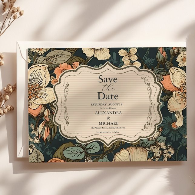 Hochzeit Vintager Navy-Fall-Blume Save The Date (Von Creator hochgeladen)