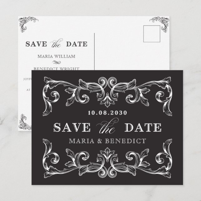 Hochzeit Vintager Ornamente Postkarte (Vorne/Hinten)