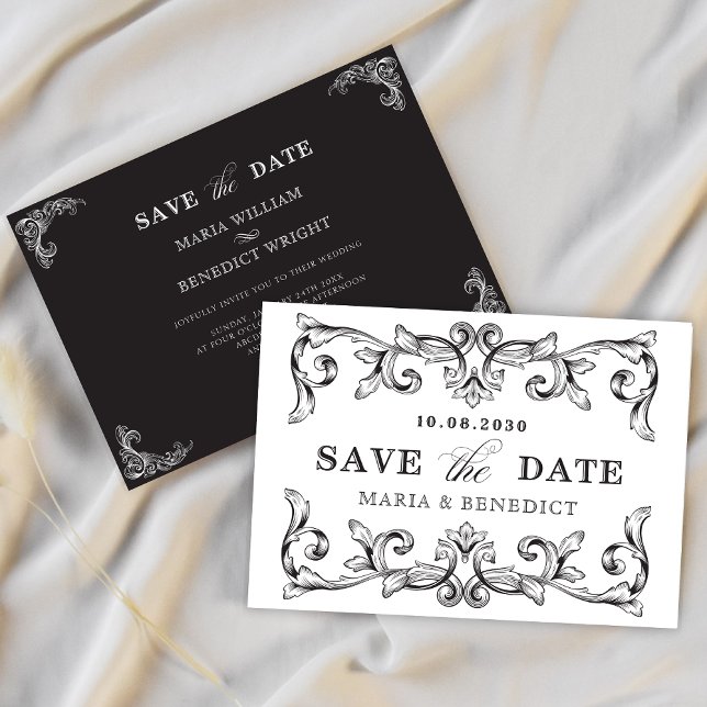 Hochzeit Vintager Ornamente Save The Date (Von Creator hochgeladen)