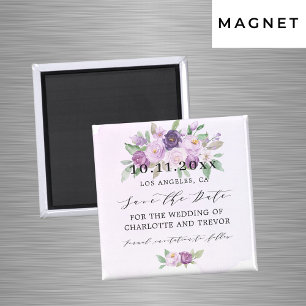 Hochzeit violetter Blume Save the Date Magnet