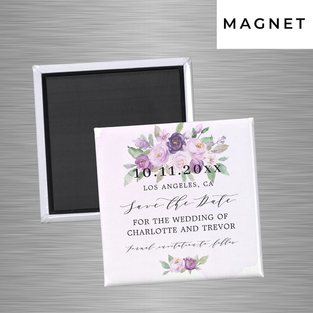 Hochzeit violetter Blume Save the Date Magnet (Von Creator hochgeladen)