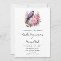 Hochzeit Vogel auf rosa Pfingstrosen sitzend