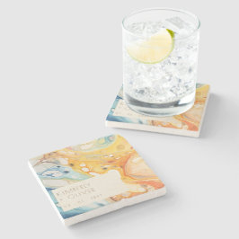 Hochzeit von abstrakten Meereswellen und Sandstein Steinuntersetzer