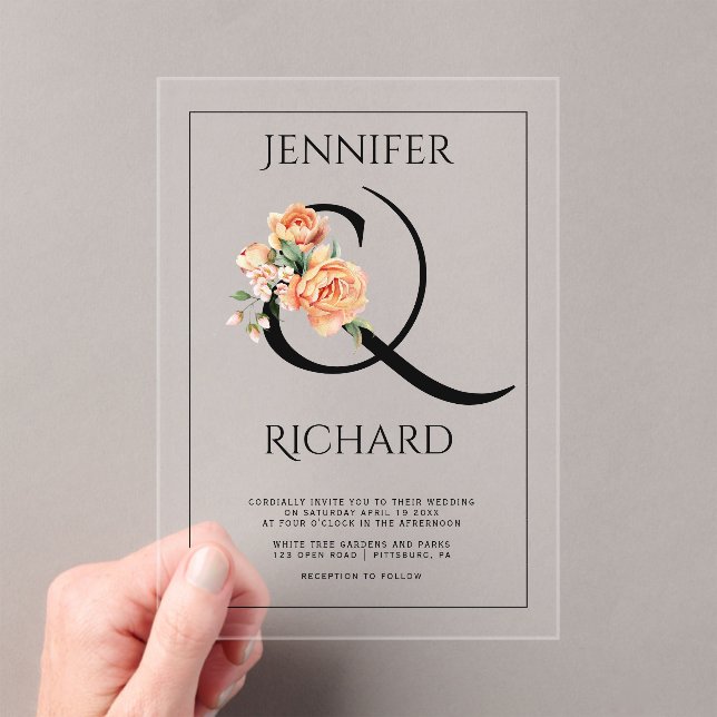 Hochzeit von Ampersand und Pfirsichbäumen Acryleinladungen (Insitu (Handheld))