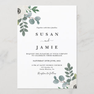 Hochzeit von Anemone Aquarellfarben Einladung