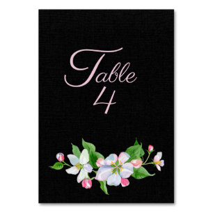 Hochzeit von Apple Blossom auf Schwarz Tischnummer