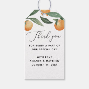 Hochzeit von Aquakulturzitrus. Gartenblumendanke Geschenkanhänger