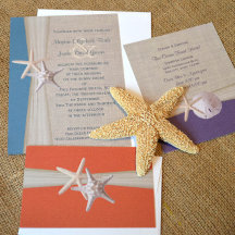 Hochzeit von Aquamarinen Burlap- und Starfish Beac
