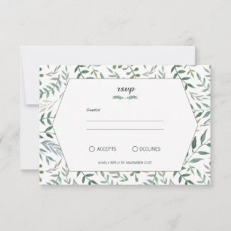 Hochzeit von Aquarellblättern RSVP Karte