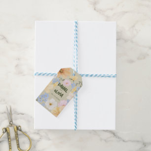 Hochzeit von Aquarellblumen Geschenkanhänger